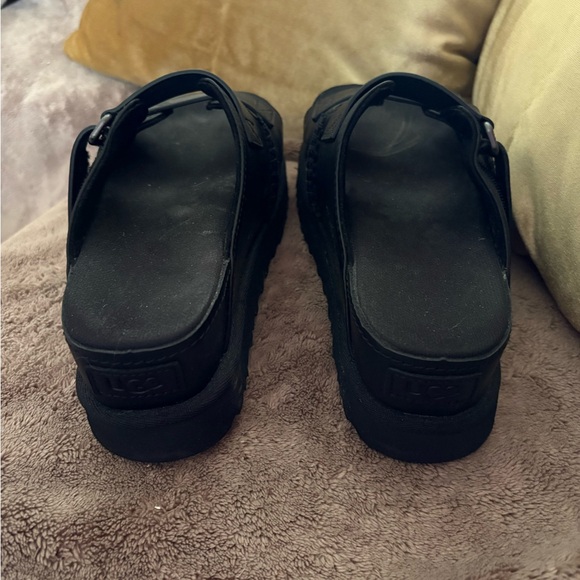 UGG Goldenstar Black Platform Slide Sandals with Dual Straps,5 - Picture 3 of 7